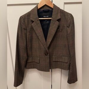 Madewell Cropped Plaid Blazer